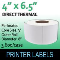 Direct Thermal Labels 4" x 6.5" Perf